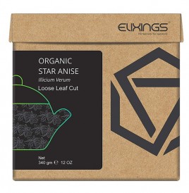Elixings Organic Star Anise Illicium Verum Loose Leaf Cut  Box  340 grams